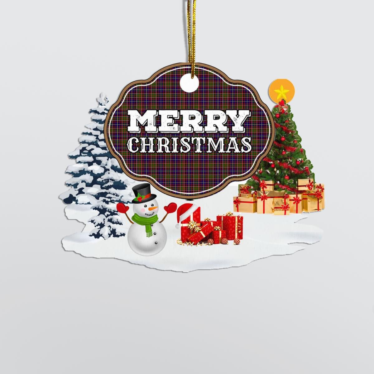 Clan Aikenhead "Merry Christmas" Tartan Acrylic Ornament AB27 Aikenhead Tartan Tartan Christmas   