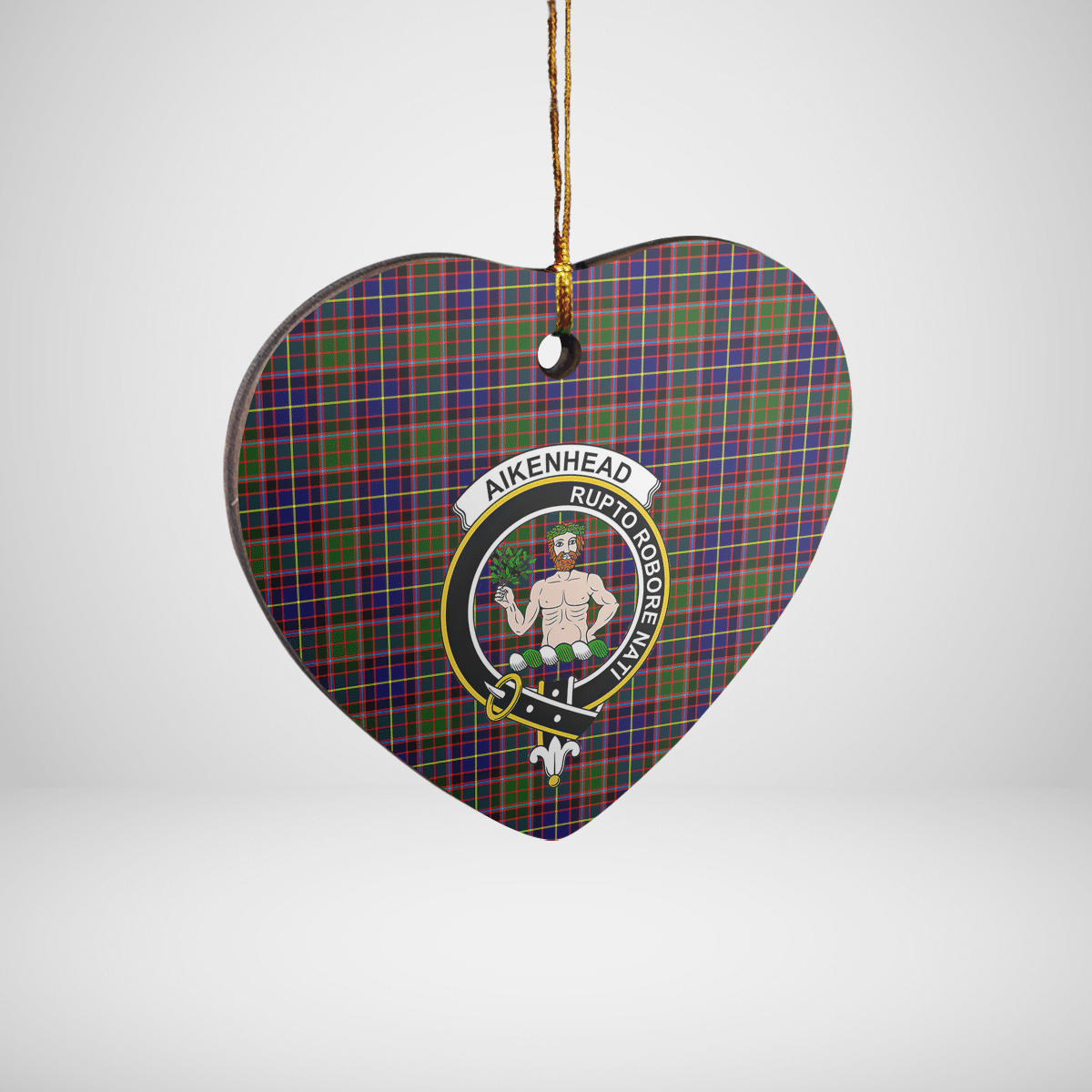 Clan Aikenhead Tartan Crest Heart Ceramic Ornament BV63 Aikenhead Tartan Tartan Christmas   