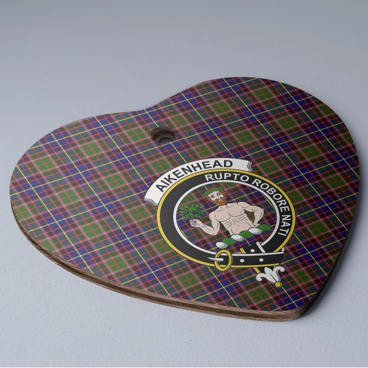 Clan Aikenhead Tartan Crest Heart Ceramic Ornament BV63 Aikenhead Tartan Tartan Christmas   