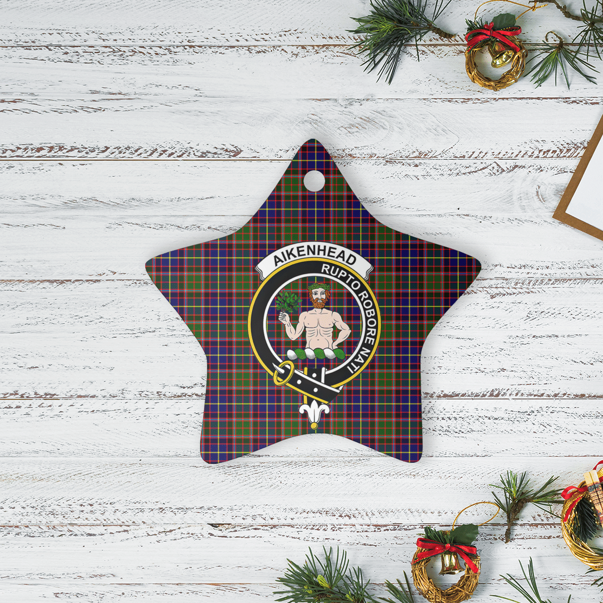 Clan Aikenhead Tartan Crest Star Ceramic Ornament OF72 Aikenhead Tartan Tartan Christmas   