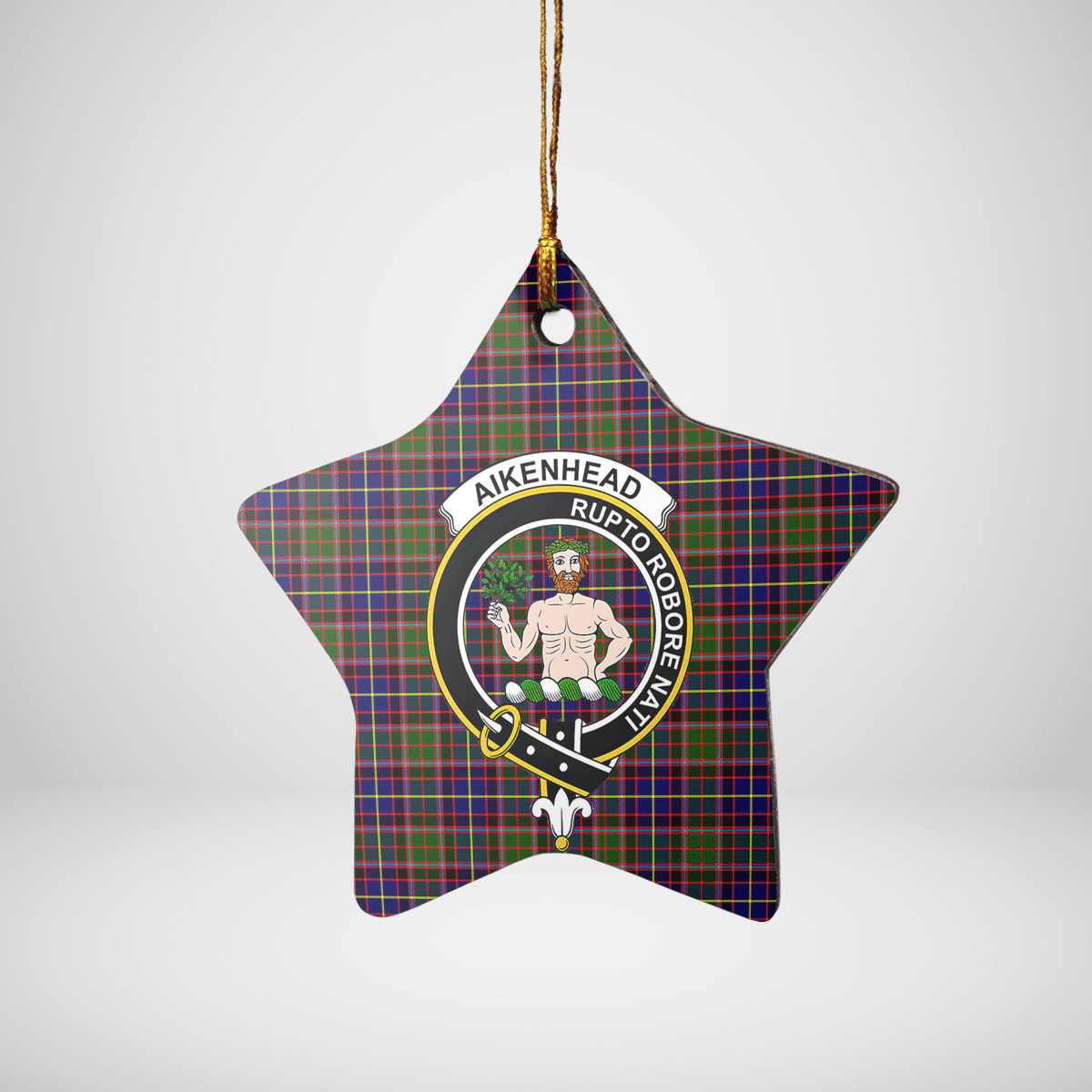 Clan Aikenhead Tartan Crest Star Ceramic Ornament OF72 Aikenhead Tartan Tartan Christmas   