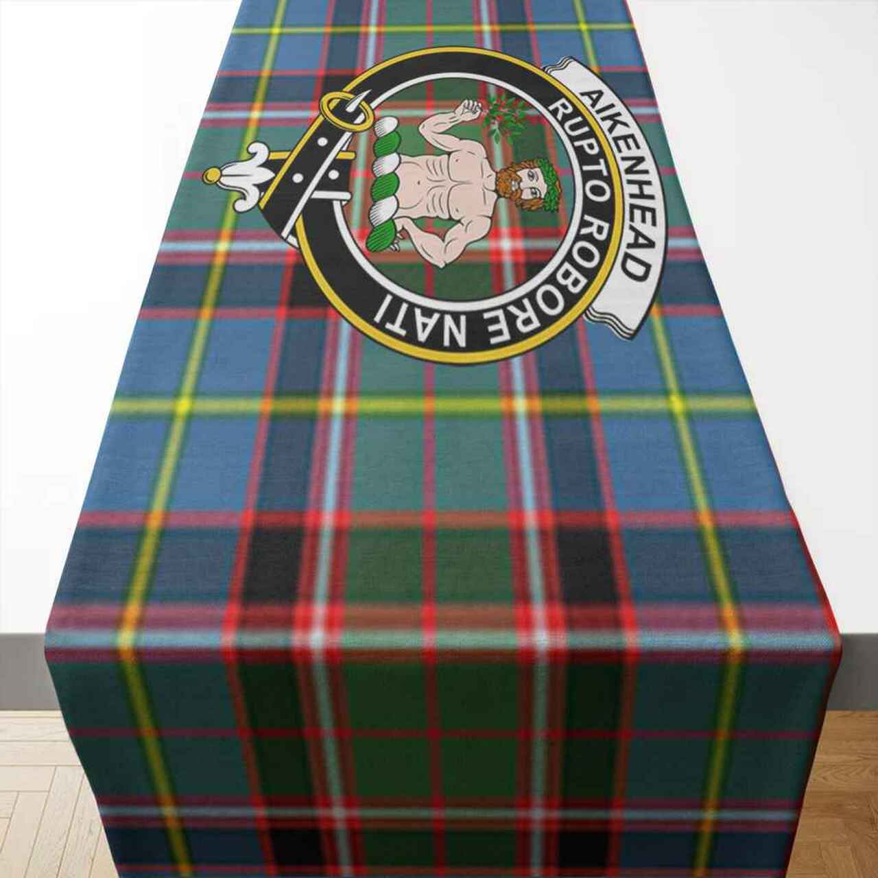 Clan Aikenhead Tartan Crest Table Runner Cotton DS36 Aikenhead Tartan Tartan Table Runner   