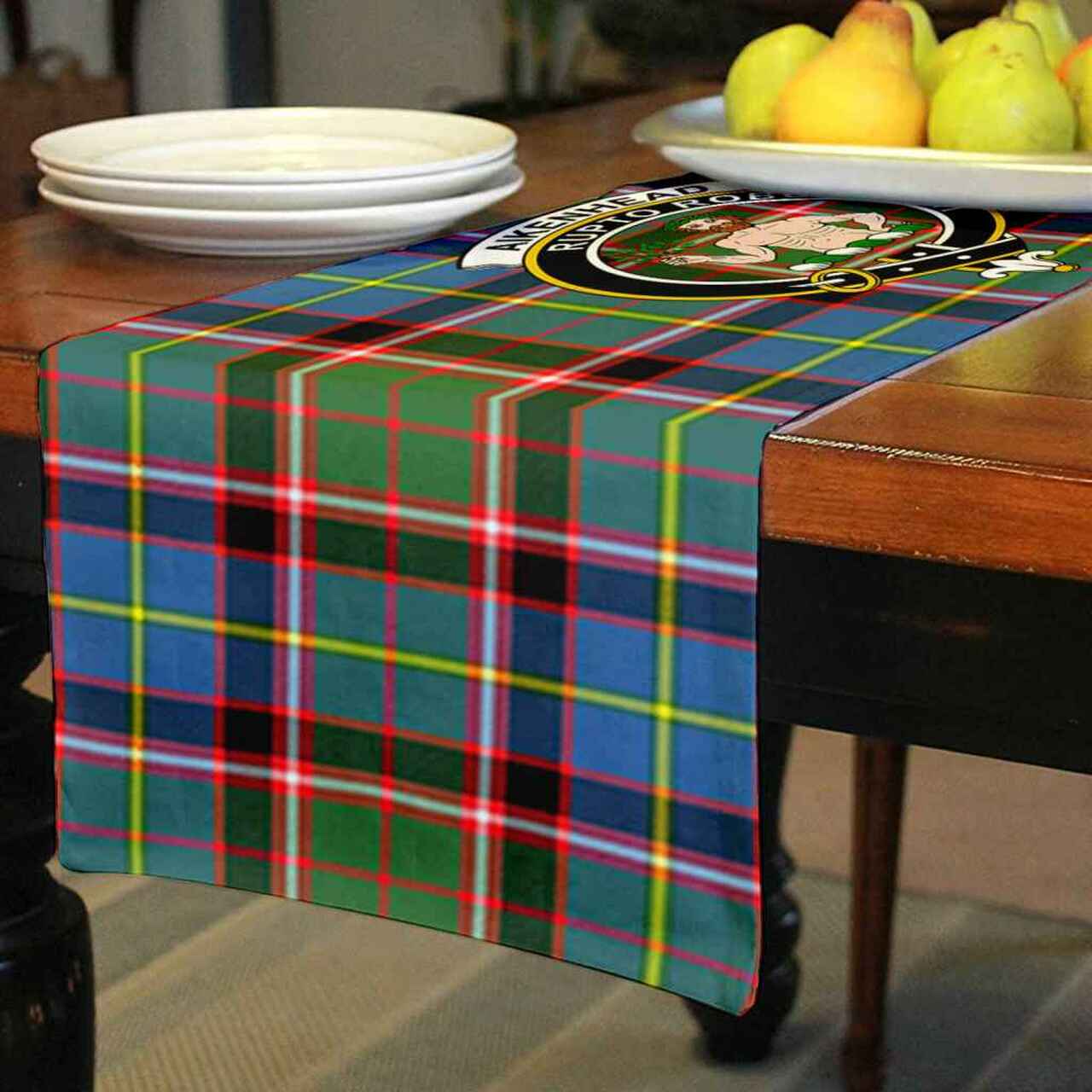 Clan Aikenhead Tartan Crest Table Runner Cotton DS36 Aikenhead Tartan Tartan Table Runner   