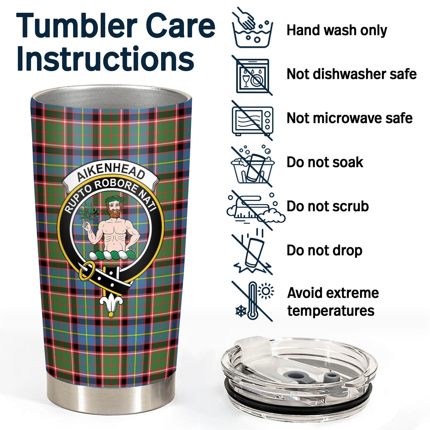 Clan Aikenhead Tartan Crest Tumbler MZ31 Clan Aikenhead Tartan Today   