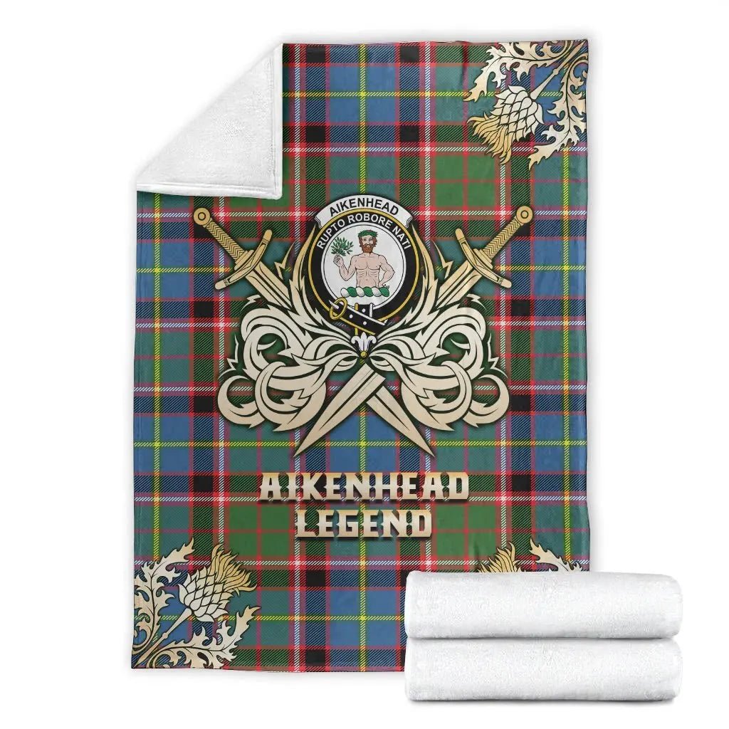 Clan Aikenhead Tartan Gold Courage Symbol Blanket AD21 Clan Aikenhead Tartan Today   