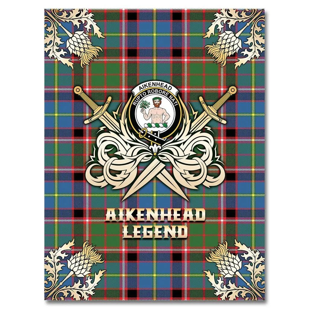 Clan Aikenhead Tartan Gold Courage Symbol Blanket AD21 Clan Aikenhead Tartan Today   