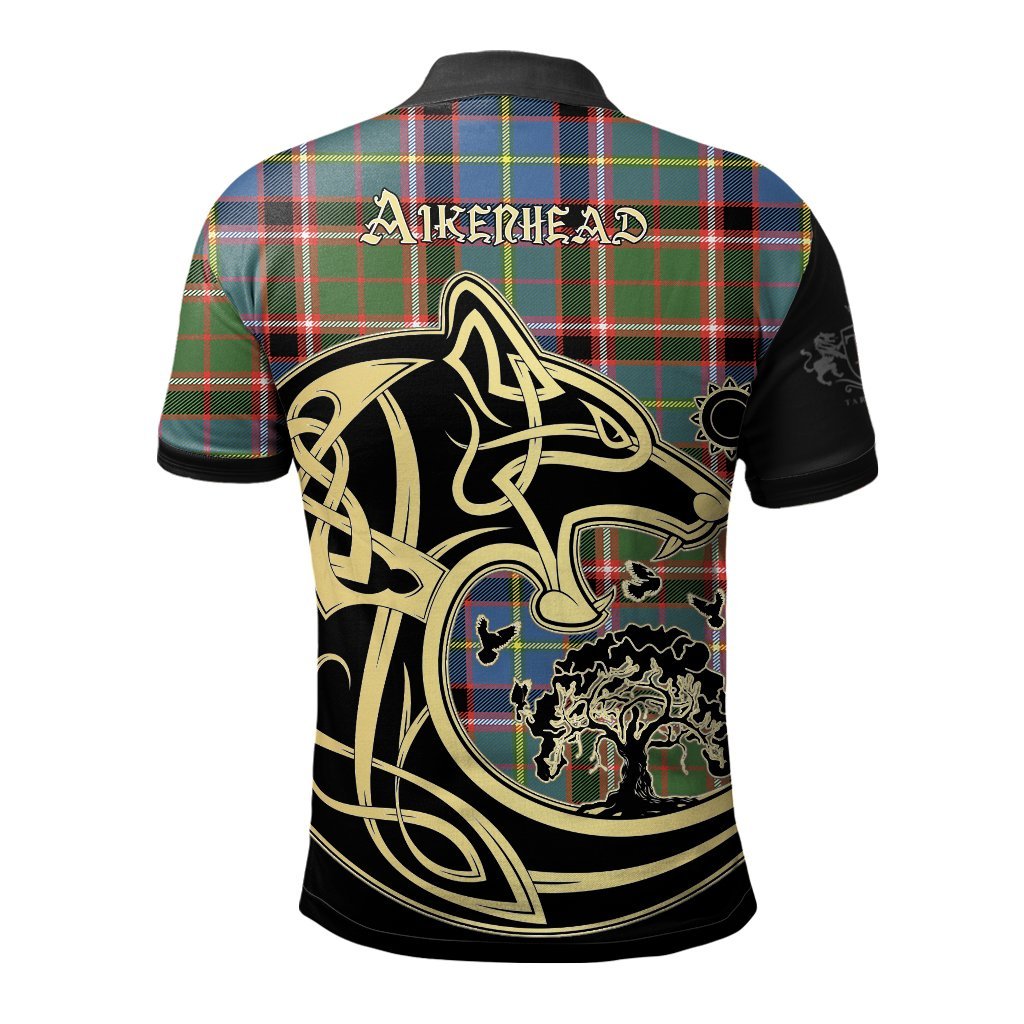 Clan Aikenhead Tartan Polo Shirt Viking Wolf XR32 Aikenhead Tartan Tartan Polo   