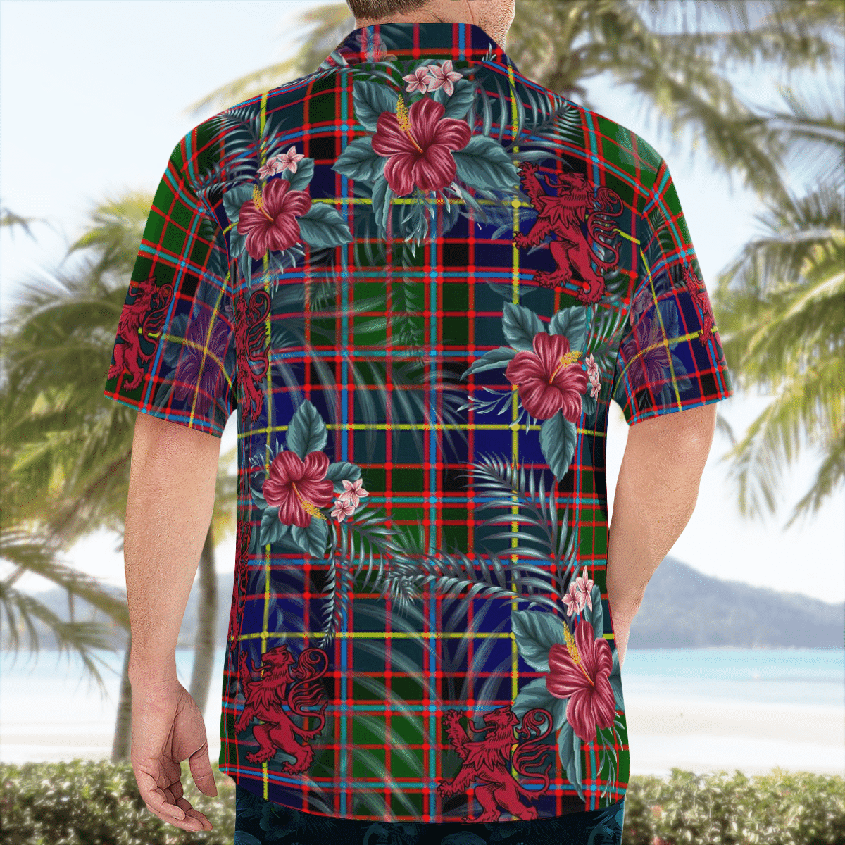 Clan Aikenhead Tartan Scottish Lion Hawaiian Shirt HD77 Aikenhead Tartan Tartan Hawaii Shirt   