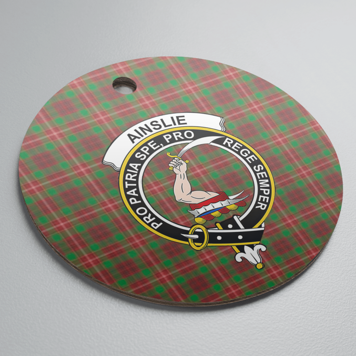 Clan Ainslie 2 Tartan Crest Round Ceramic Ornament KV15 Ainslie 2 Tartan Tartan Christmas   