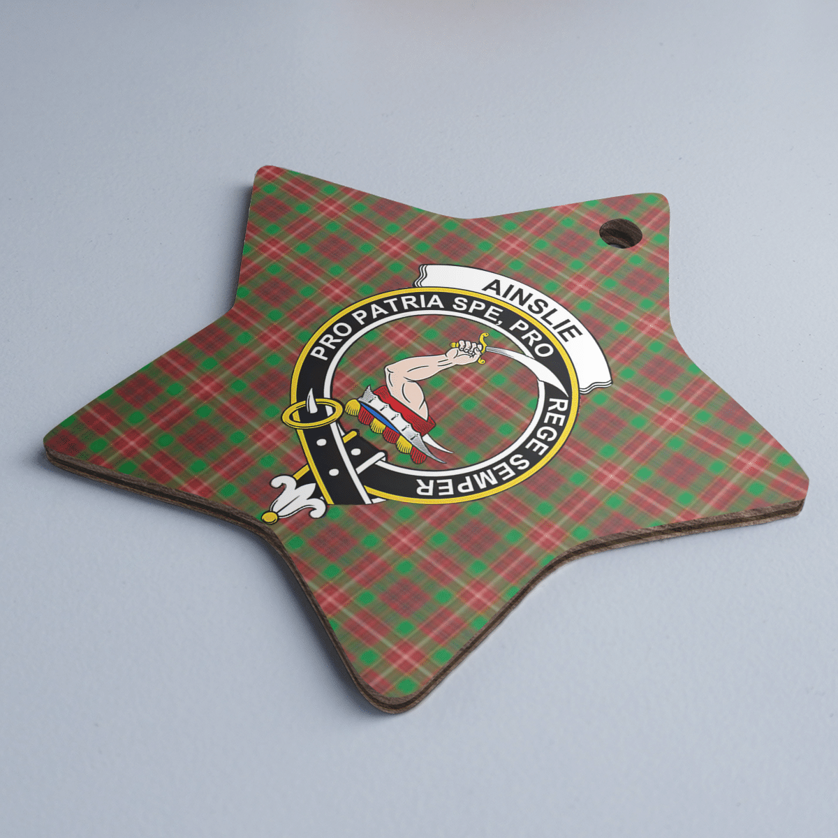 Clan Ainslie 2 Tartan Crest Star Ceramic Ornament LU59 Ainslie 2 Tartan Tartan Christmas   