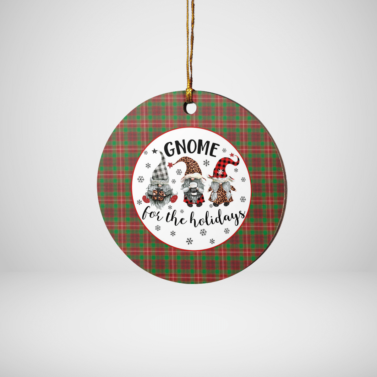 Clan Ainslie 2 Tartan Gnome Round Ceramic Ornament EB81 Ainslie 2 Tartan Tartan Christmas   