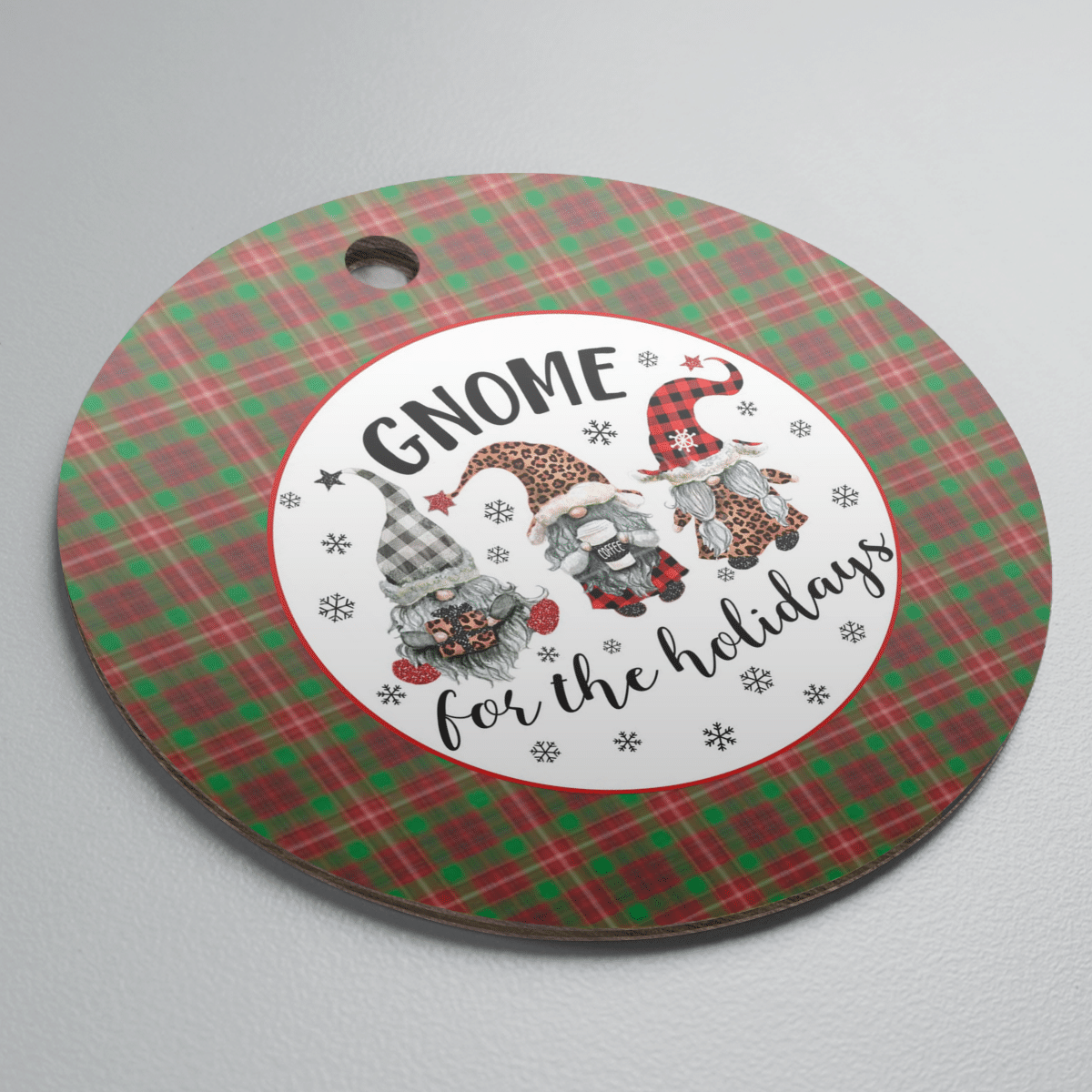 Clan Ainslie 2 Tartan Gnome Round Ceramic Ornament EB81 Ainslie 2 Tartan Tartan Christmas   