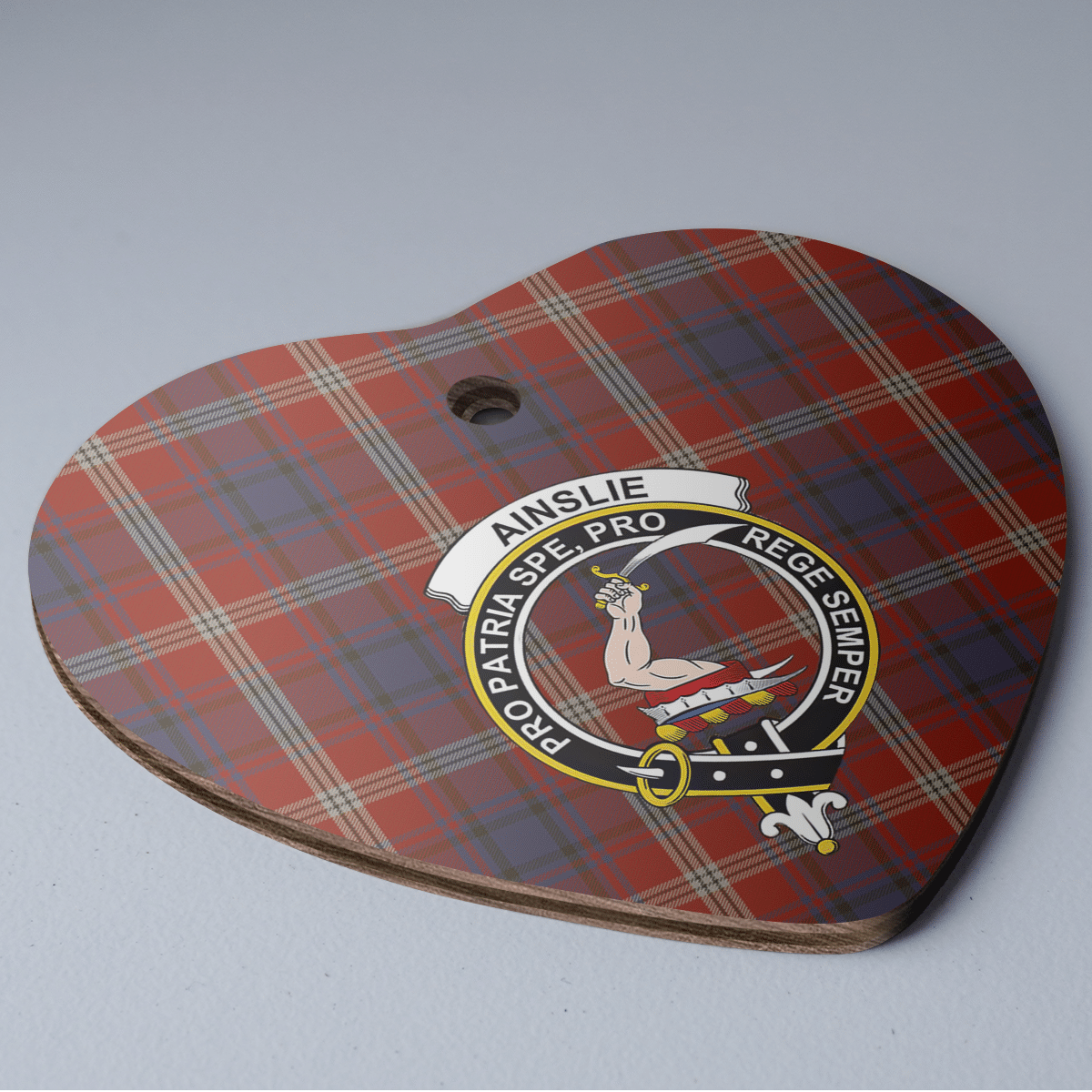 Clan Ainslie Tartan Crest Heart Ceramic Ornament ZU82 Ainslie Tartan Tartan Christmas   