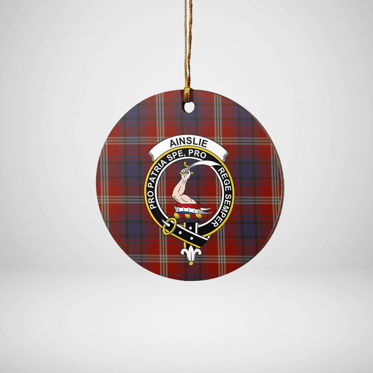 Clan Ainslie Tartan Crest Round Ceramic Ornament NQ18 Ainslie Tartan Tartan Christmas   