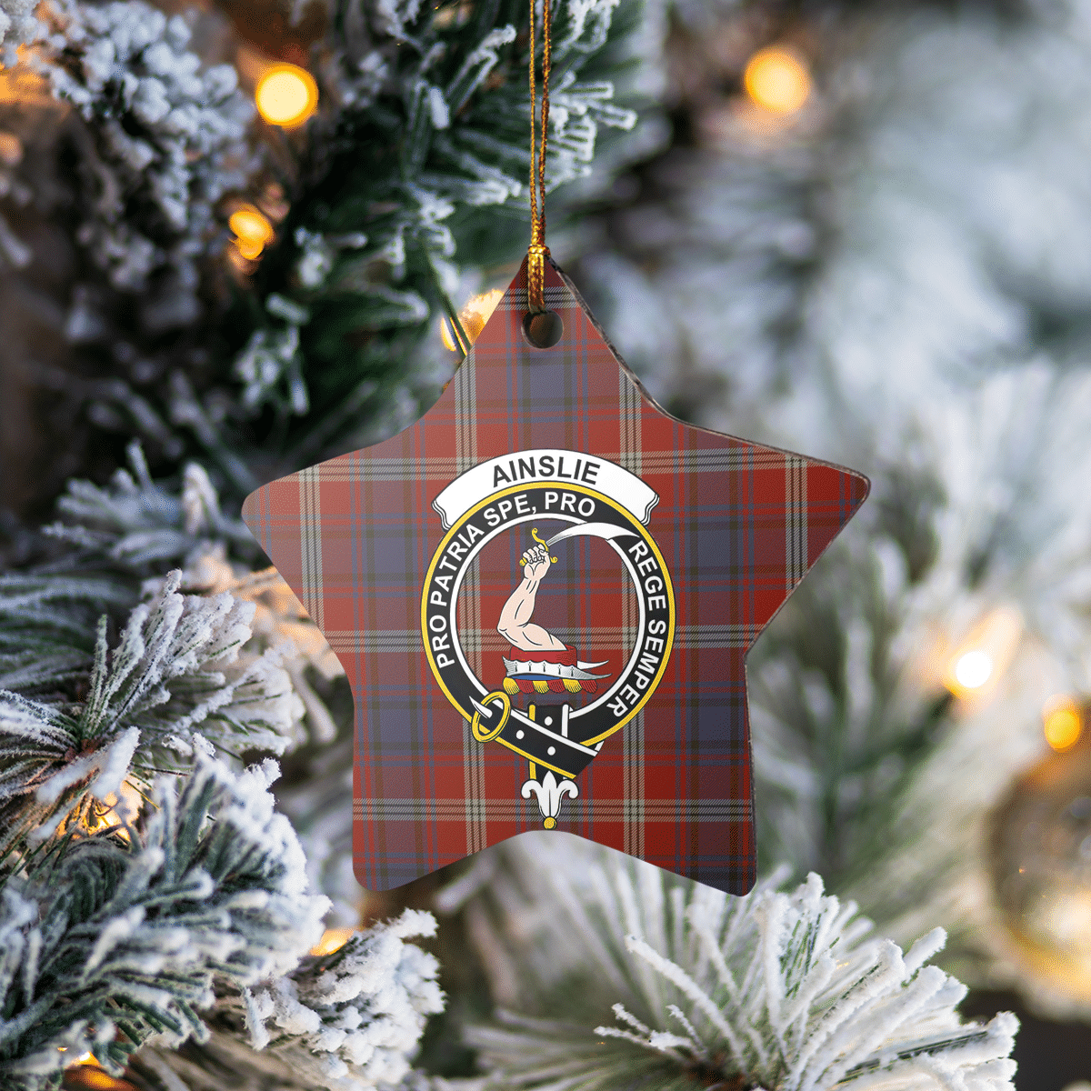 Clan Ainslie Tartan Crest Star Ceramic Ornament DL48 Ainslie Tartan Tartan Christmas   