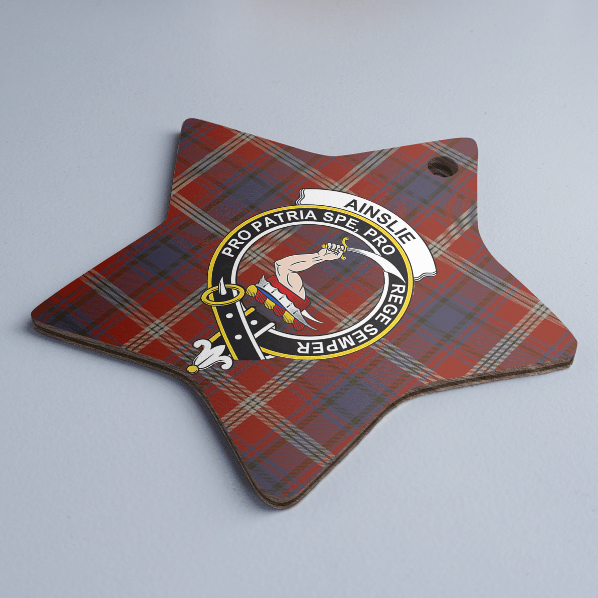 Clan Ainslie Tartan Crest Star Ceramic Ornament DL48 Ainslie Tartan Tartan Christmas   