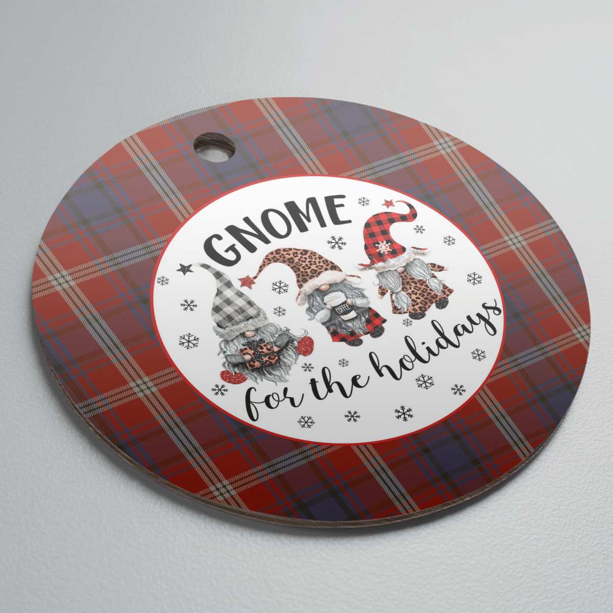 Clan Ainslie Tartan Gnome Round Ceramic Ornament QM90 Ainslie Tartan Tartan Christmas   