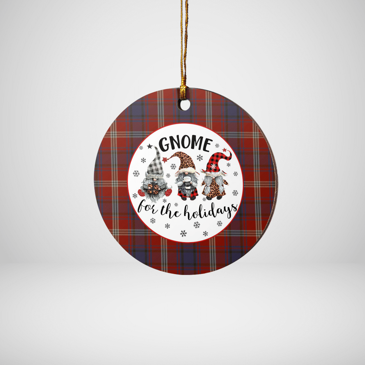 Clan Ainslie Tartan Gnome Round Ceramic Ornament QM90 Ainslie Tartan Tartan Christmas   