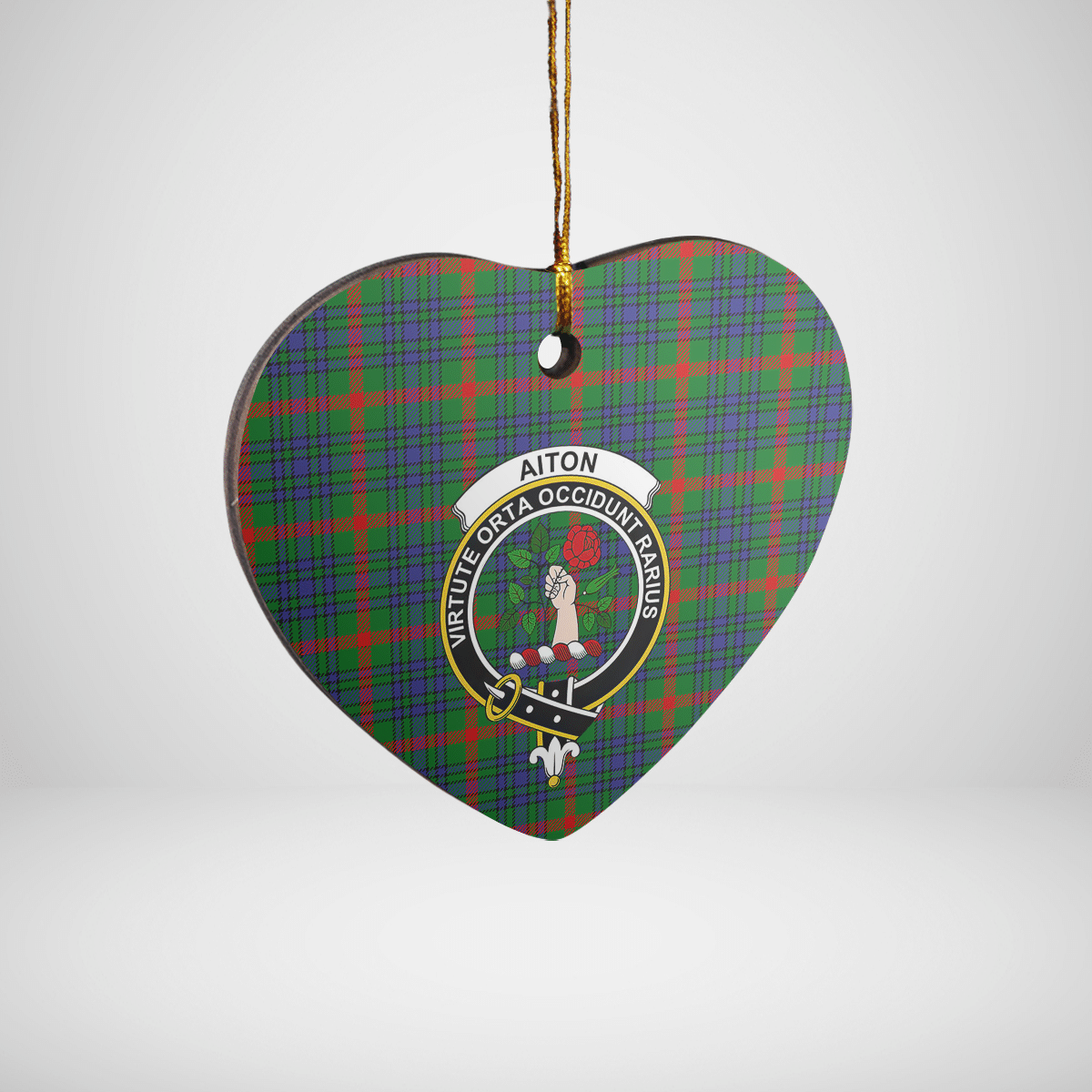 Clan Aiton Tartan Crest Heart Ceramic Ornament GM98 Aiton Tartan Tartan Christmas   