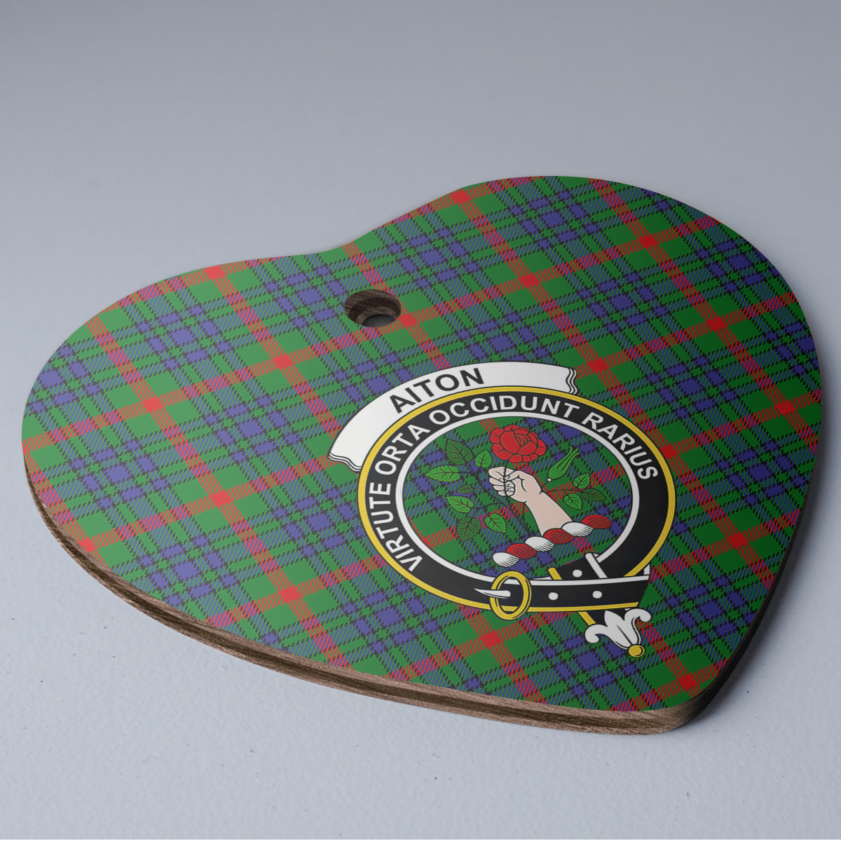 Clan Aiton Tartan Crest Heart Ceramic Ornament GM98 Aiton Tartan Tartan Christmas   