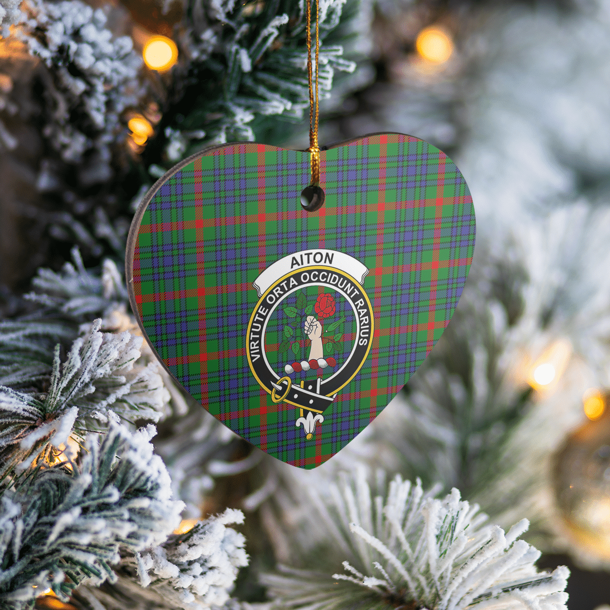 Clan Aiton Tartan Crest Heart Ceramic Ornament GM98 Aiton Tartan Tartan Christmas   