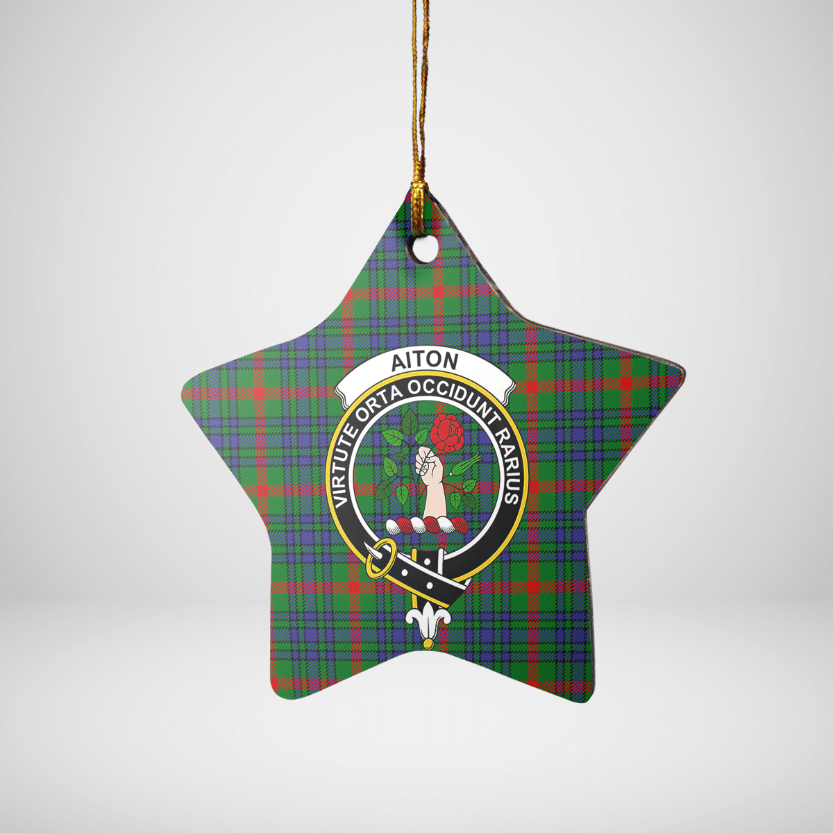 Clan Aiton Tartan Crest Star Ceramic Ornament TQ40 Aiton Tartan Tartan Christmas   