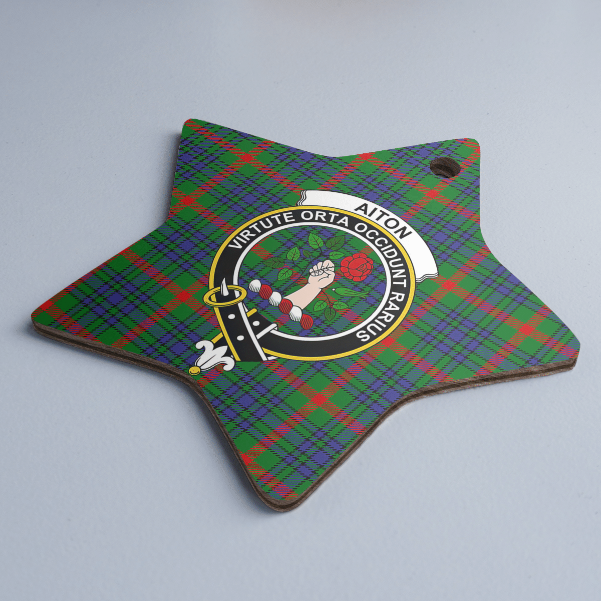 Clan Aiton Tartan Crest Star Ceramic Ornament TQ40 Aiton Tartan Tartan Christmas   