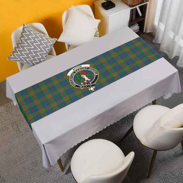 Clan Aiton Tartan Crest Table Runner Cotton MS87 Aiton Tartan Tartan Table Runner   