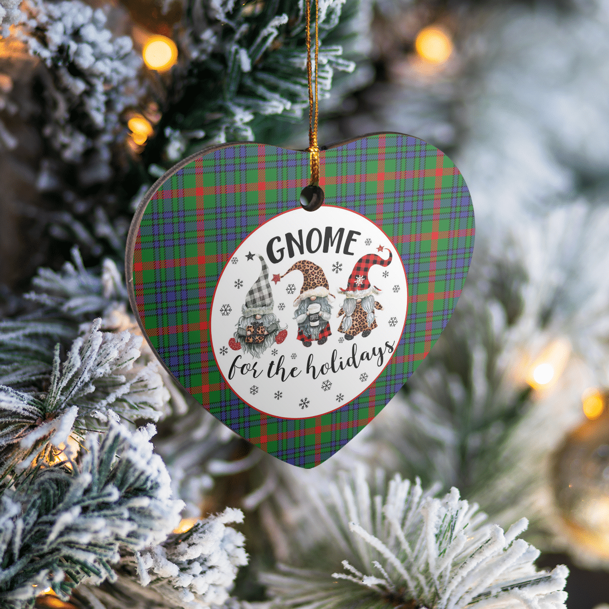 Clan Aiton Tartan Gnome Heart Ceramic Ornament YS56 Aiton Tartan Gnome Tartan Christmas   