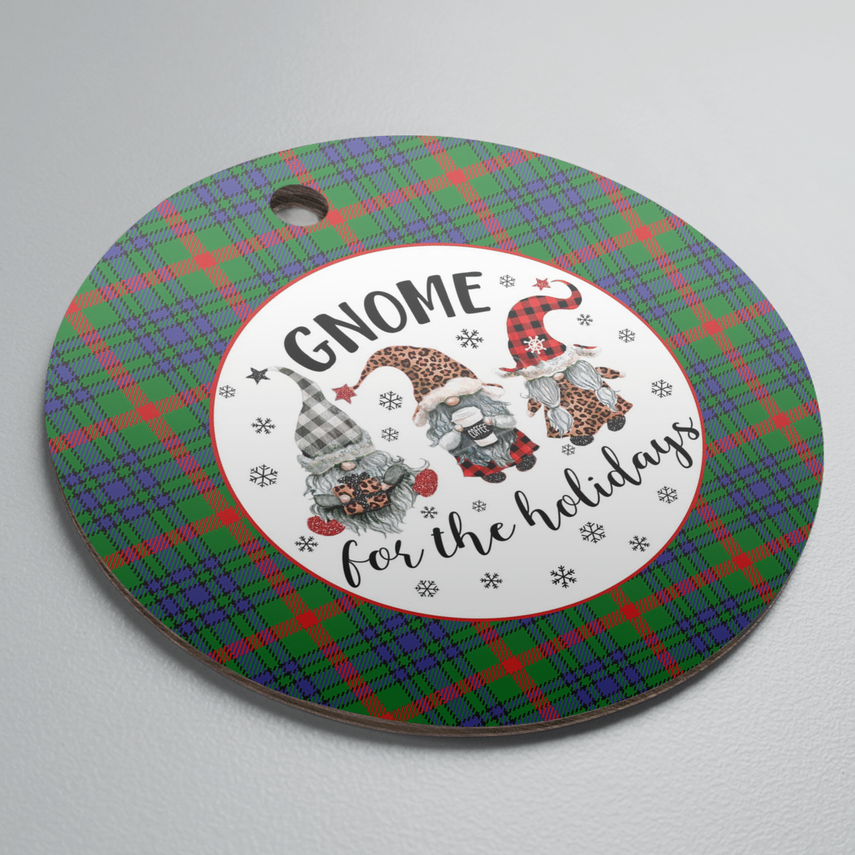 Clan Aiton Tartan Gnome Round Ceramic Ornament BQ30 Aiton Tartan Tartan Christmas   