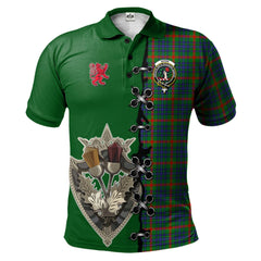 Clan Aiton Tartan Polo Shirt - Lion Rampant And Celtic Thistle Style UE20 Aiton Tartan Tartan Polo   