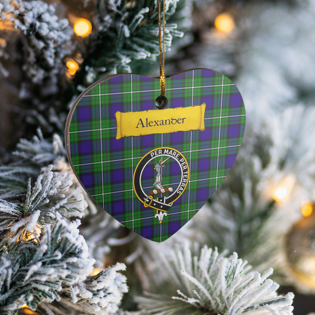 Clan Alexander Tartan Crest Heart Ceramic Ornament PH83 Alexander Tartan Tartan Christmas   