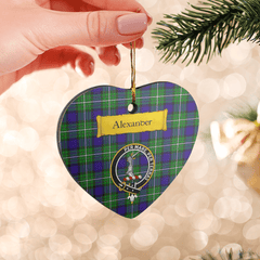 Clan Alexander Tartan Crest Heart Ceramic Ornament PH83 Alexander Tartan Tartan Christmas   