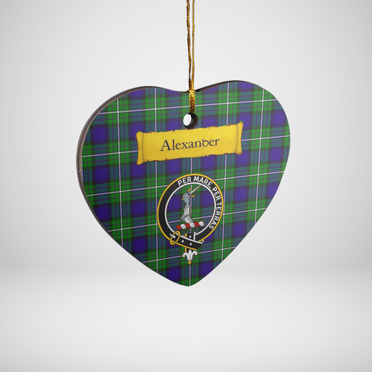 Clan Alexander Tartan Crest Heart Ceramic Ornament PH83 Alexander Tartan Tartan Christmas   