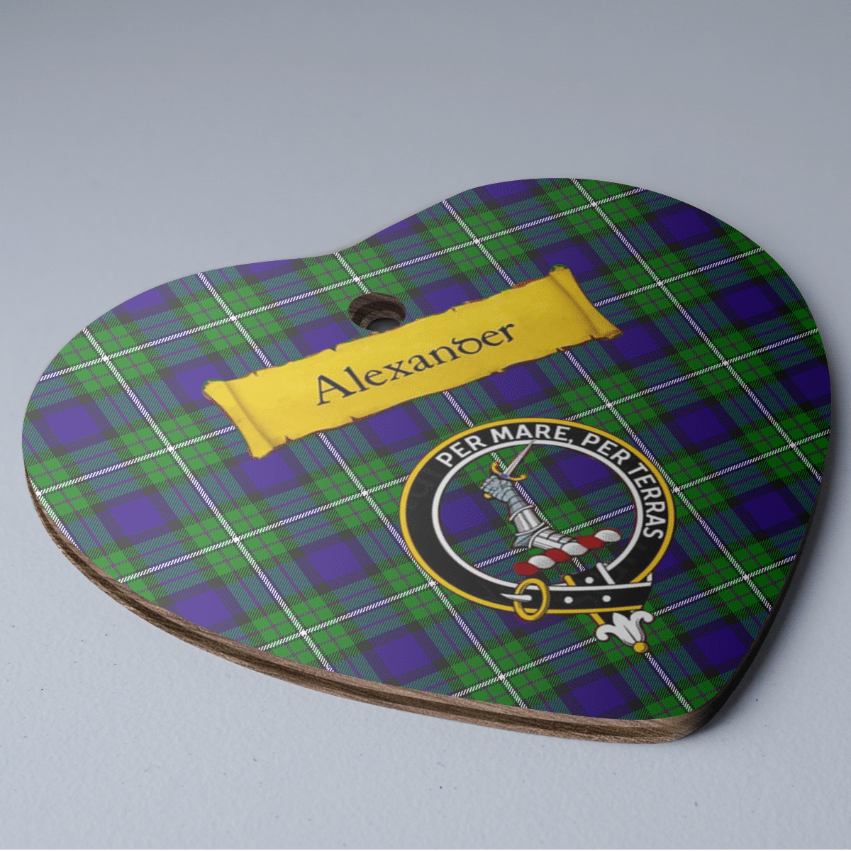 Clan Alexander Tartan Crest Heart Ceramic Ornament PH83 Alexander Tartan Tartan Christmas   