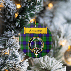 Clan Alexander Tartan Crest Round Ceramic Ornament EL57 Alexander Tartan Tartan Christmas   