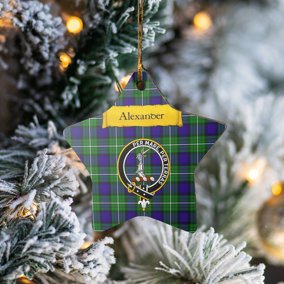 Clan Alexander Tartan Crest Star Ceramic Ornament MS66 Alexander Tartan Tartan Christmas   