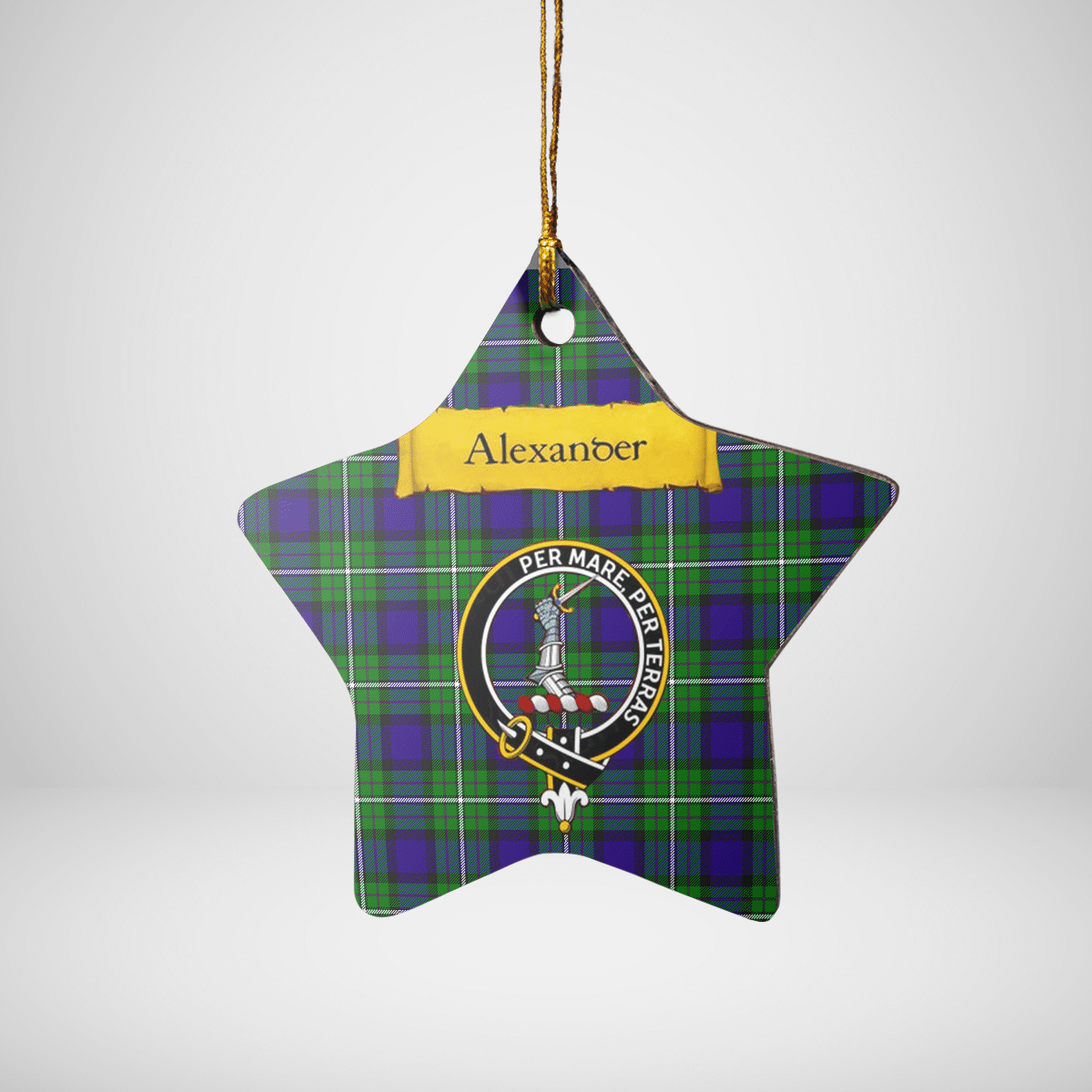 Clan Alexander Tartan Crest Star Ceramic Ornament MS66 Alexander Tartan Tartan Christmas   