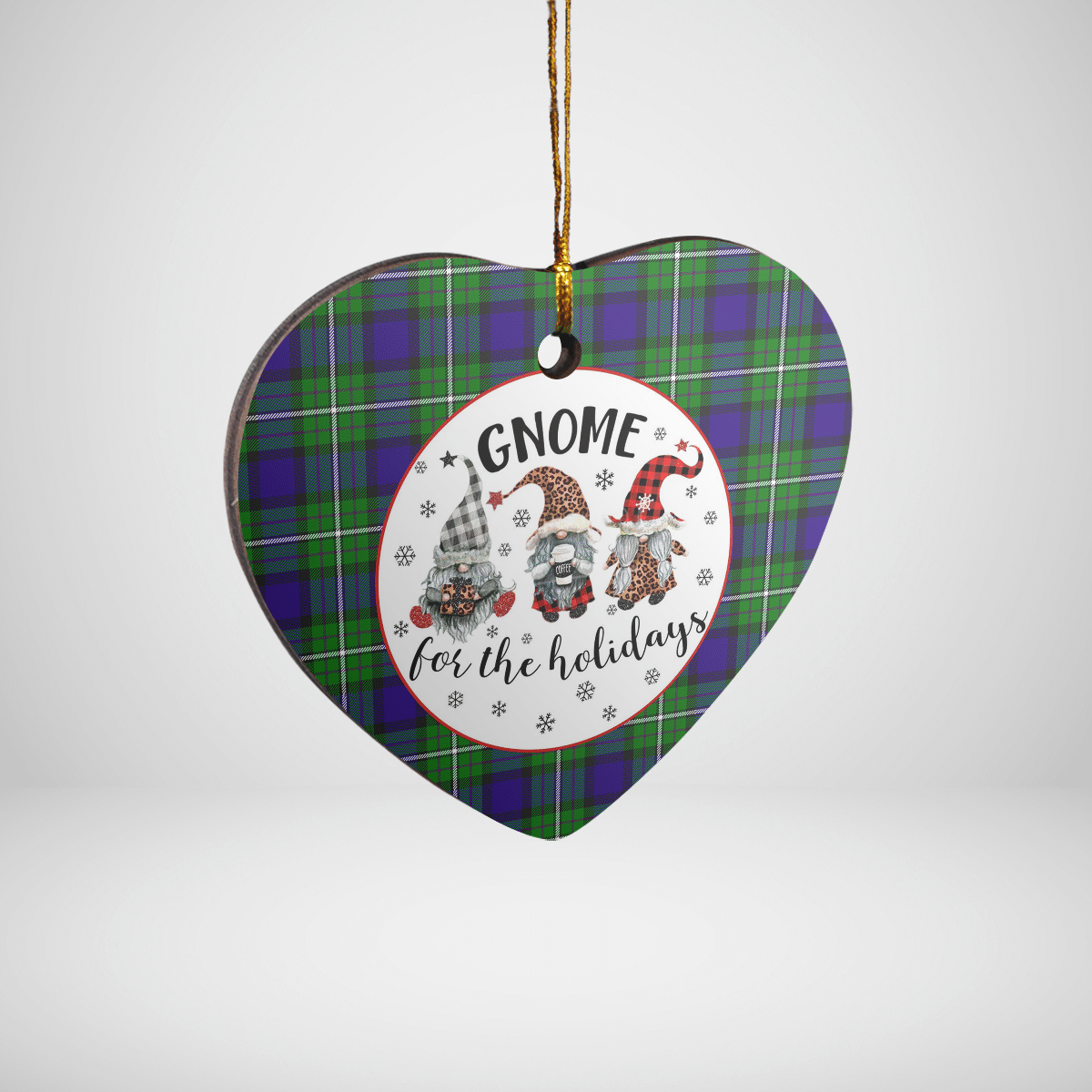 Clan Alexander Tartan Gnome Heart Ceramic Ornament AR77 Alexander Tartan Gnome Tartan Christmas   