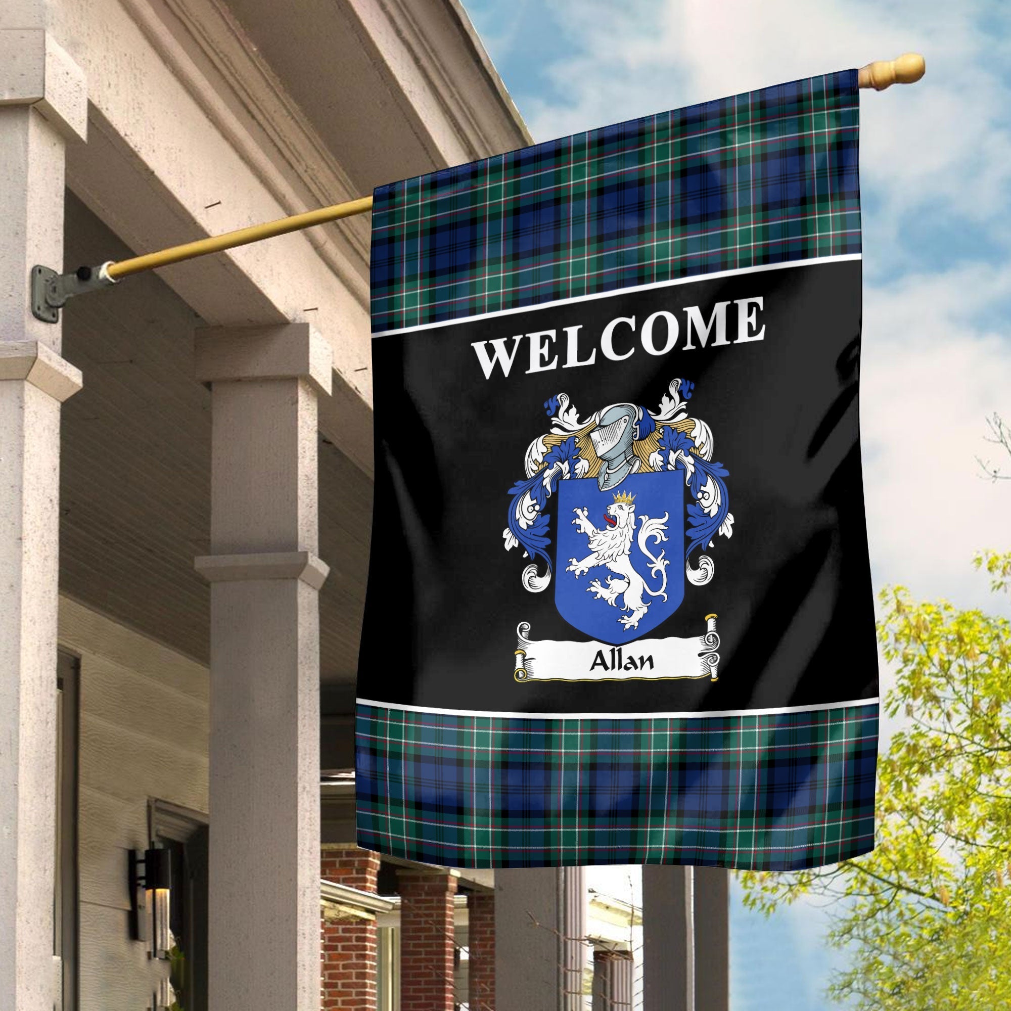 Clan Allan Tartan Crest Black Garden Flag DR83 Clan Hall Tartan Today   