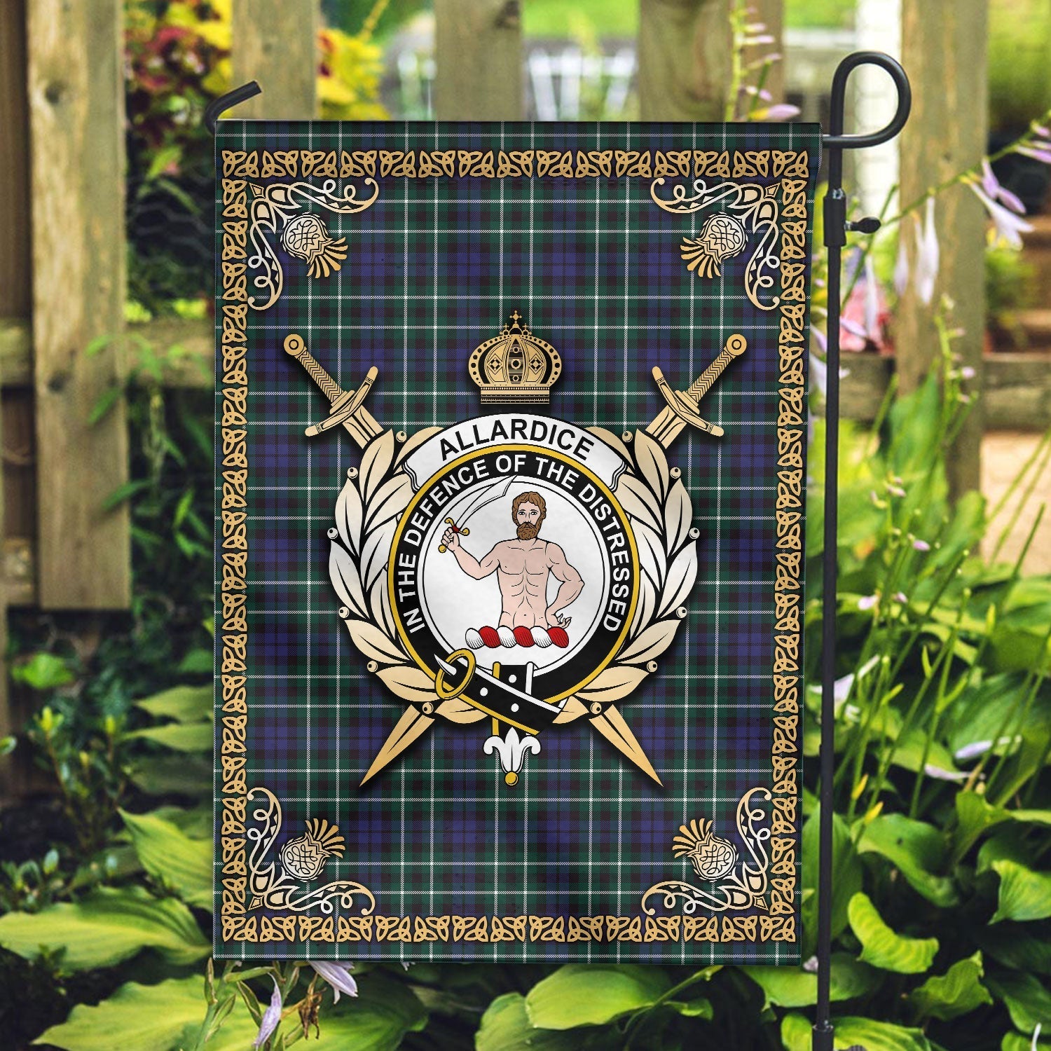 Clan Allardice Tartan Crest Garden Flag  - Celtic Thistle  UN92 Clan Allardice Tartan Today   