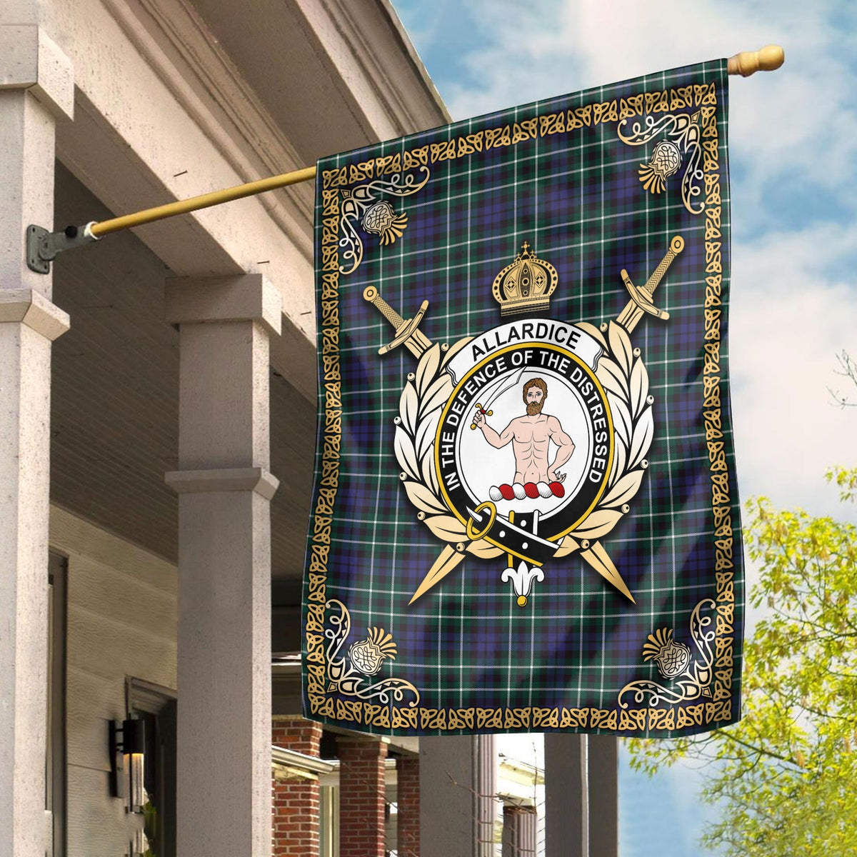 Clan Allardice Tartan Crest Garden Flag  - Celtic Thistle  UN92 Clan Allardice Tartan Today   