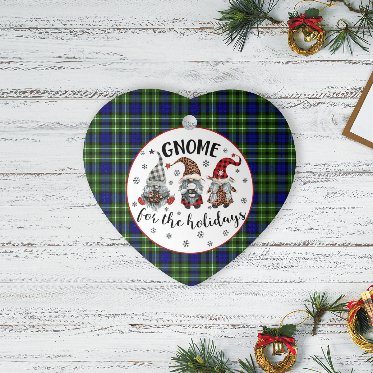 Clan Allardice Tartan Gnome Heart Ceramic Ornament EV83 Allardice Tartan Gnome Tartan Christmas   