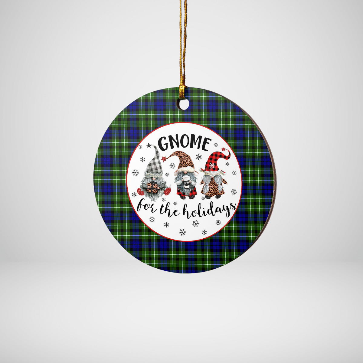 Clan Allardice Tartan Gnome Round Ceramic Ornament MI14 Allardice Tartan Tartan Christmas   