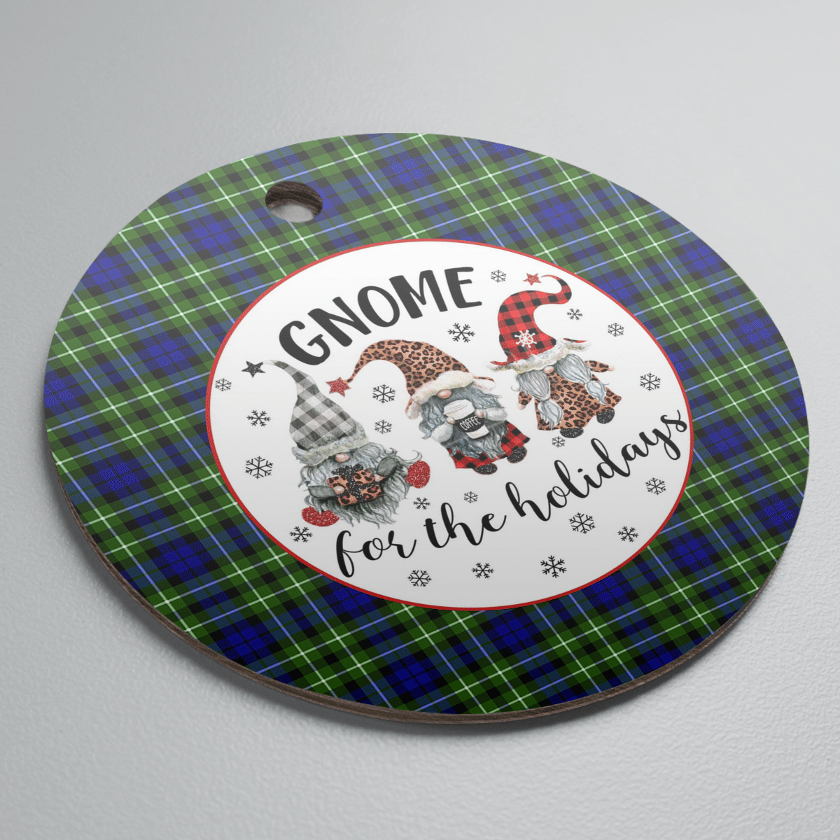 Clan Allardice Tartan Gnome Round Ceramic Ornament MI14 Allardice Tartan Tartan Christmas   