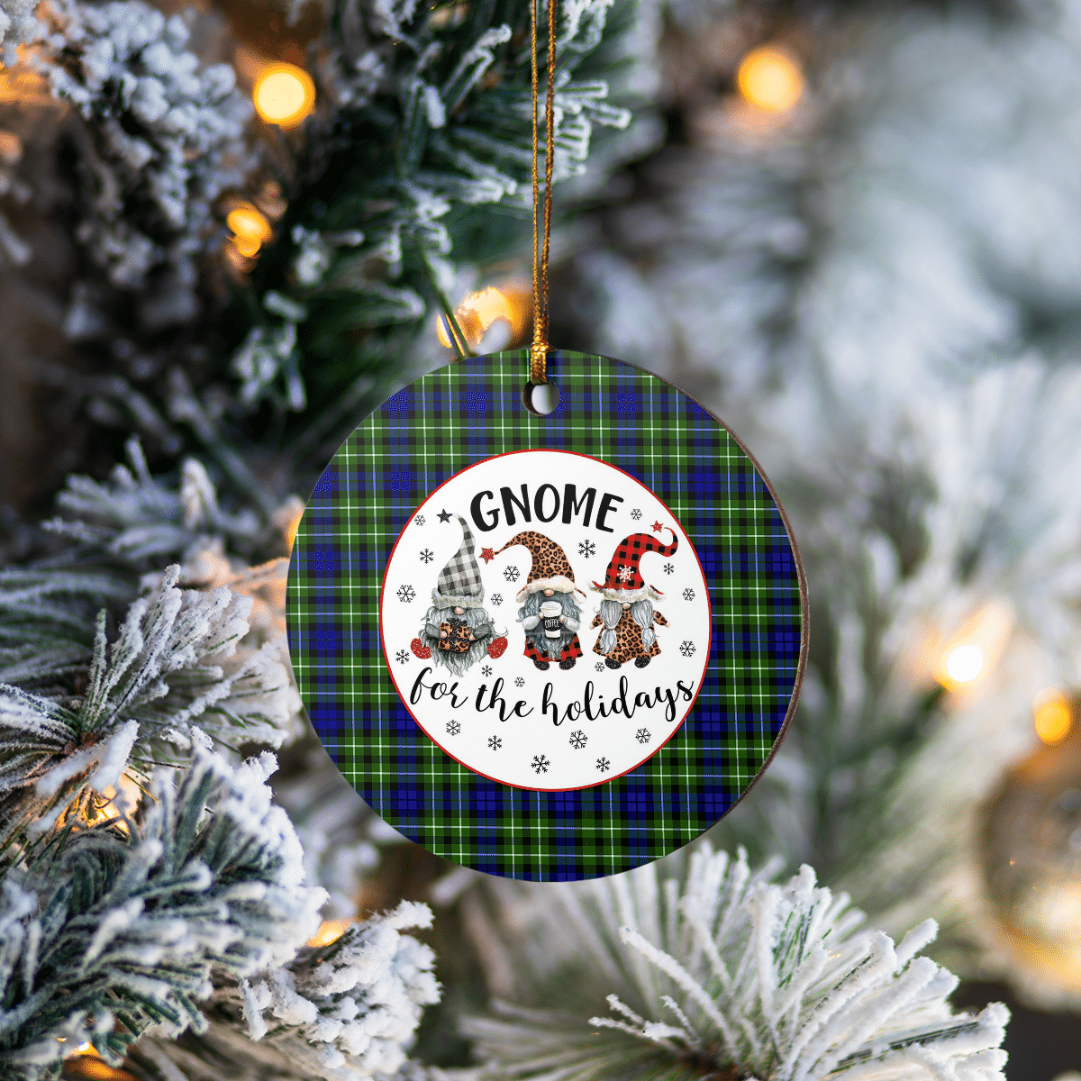 Clan Allardice Tartan Gnome Round Ceramic Ornament MI14 Allardice Tartan Tartan Christmas   