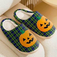 Clan Allardice Tartan Halloween Pumpkin Slippers, Fluffy Spooky Slippers LV50 Allardice Tartan Tartan Halloween   