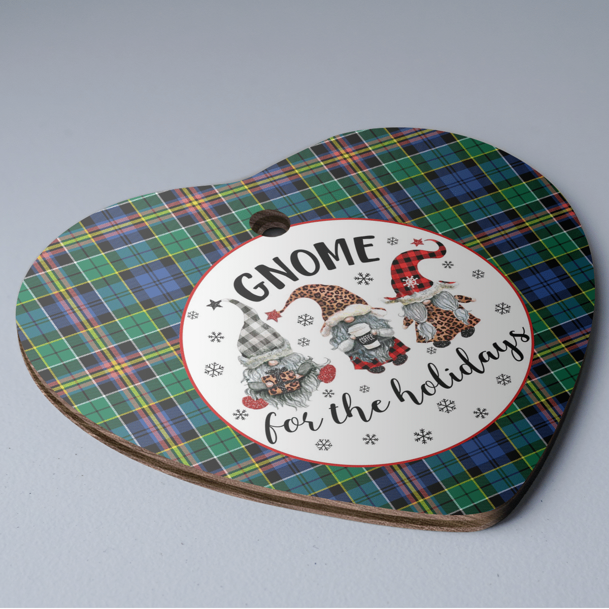 Clan Allison Tartan Gnome Heart Ceramic Ornament HD72 Allison Tartan Gnome Tartan Christmas   