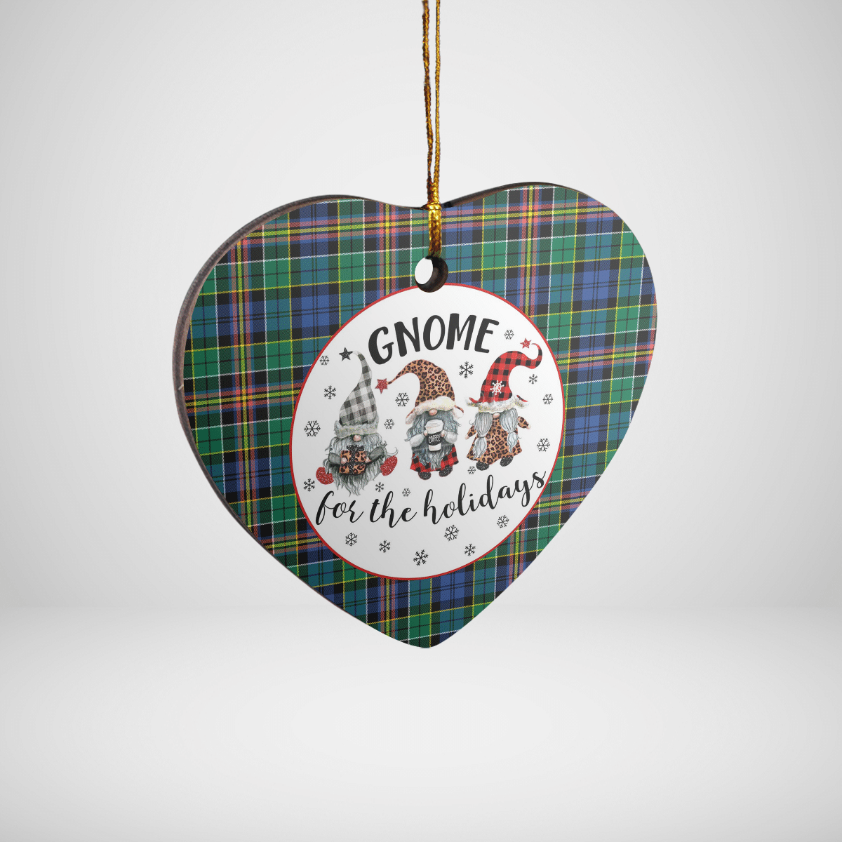 Clan Allison Tartan Gnome Heart Ceramic Ornament HD72 Allison Tartan Gnome Tartan Christmas   