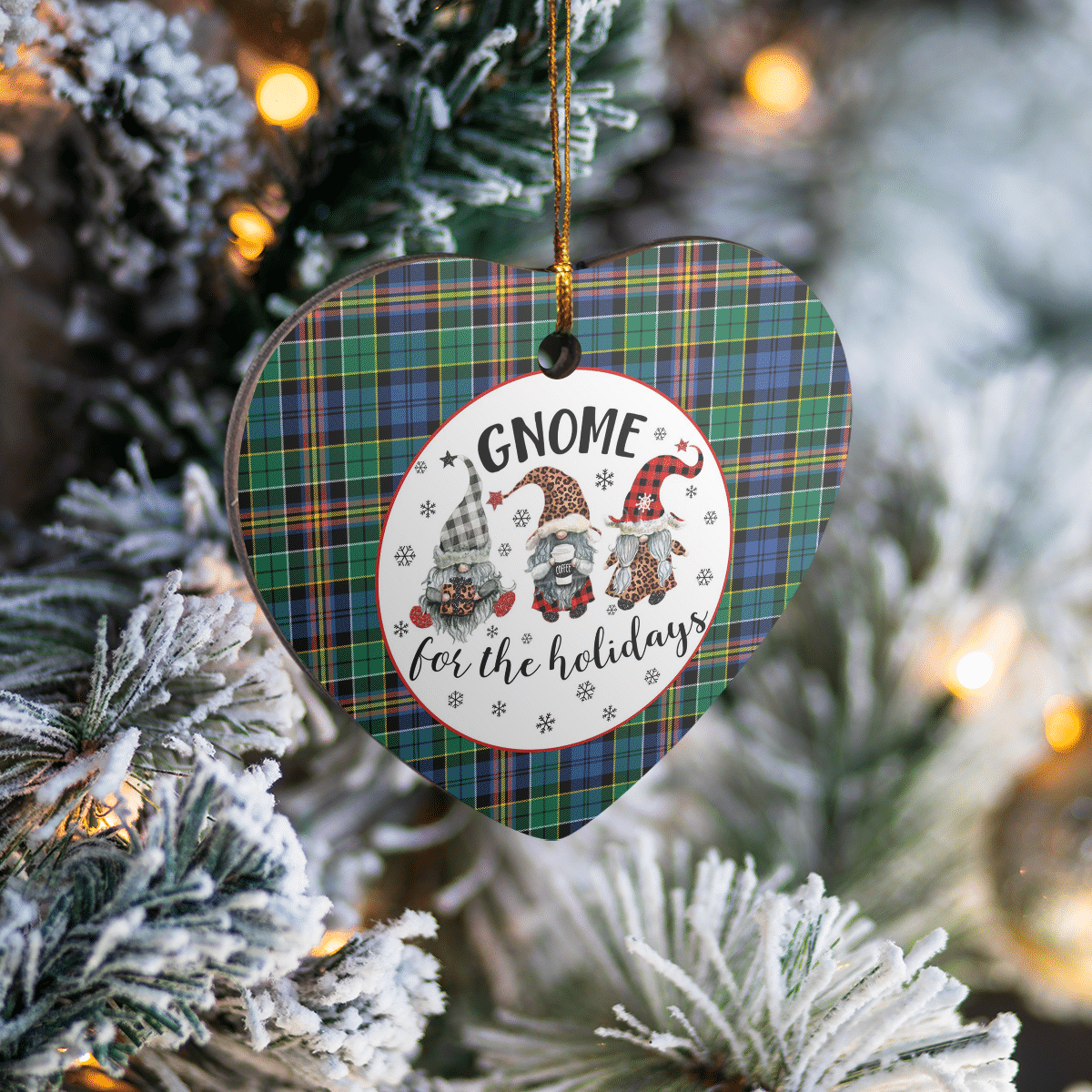 Clan Allison Tartan Gnome Heart Ceramic Ornament HD72 Allison Tartan Gnome Tartan Christmas   